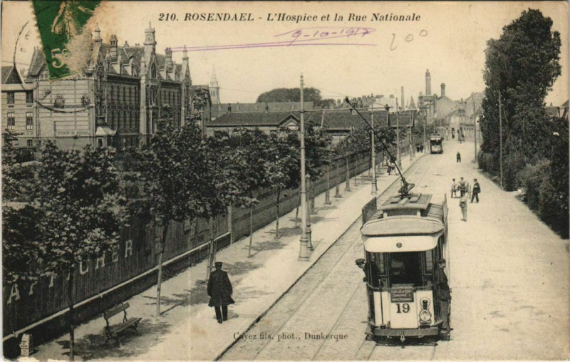 Carte postale ancienne Rosendael - L'Hospice et la Rue Nationale