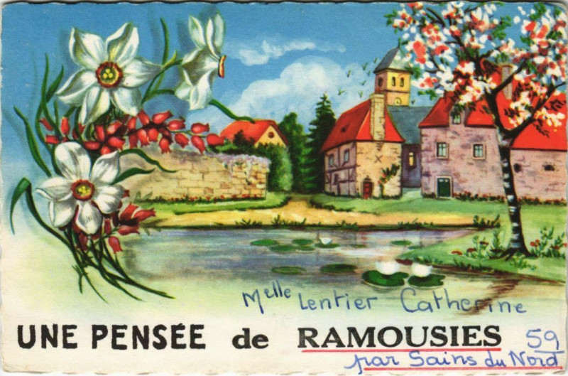 Carte postale ancienne Une Pensée de Ramousies à Ramousies