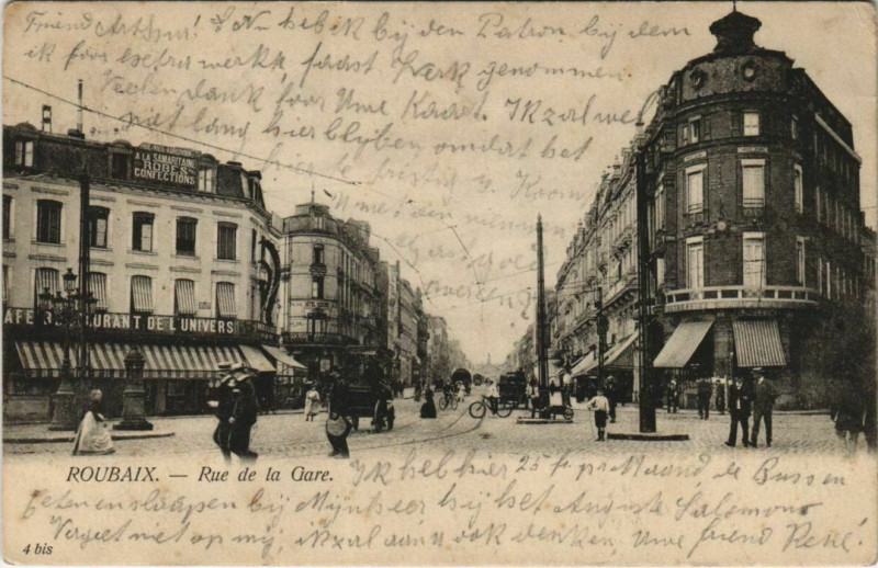 Carte postale ancienne Roubaix Rue de la Gare à Roubaix