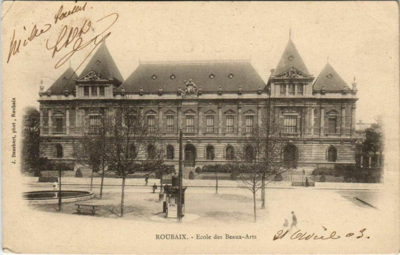 Carte postale ancienne Roubaix - Ecole des Beaux Arts à Roubaix