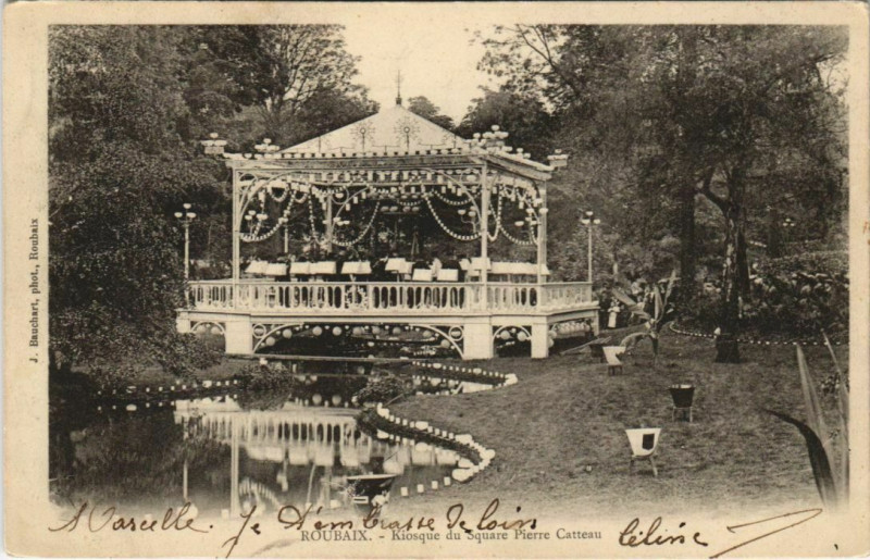 Carte postale ancienne Roubaix - Kiosque du SquaerePierre Catteau à Roubaix