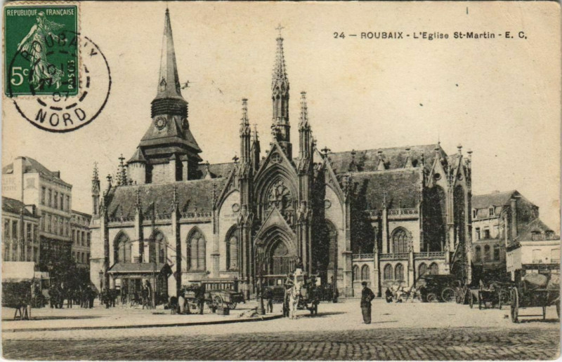 Carte postale ancienne Roubaix - L'Eglise Saint-Martin à Roubaix