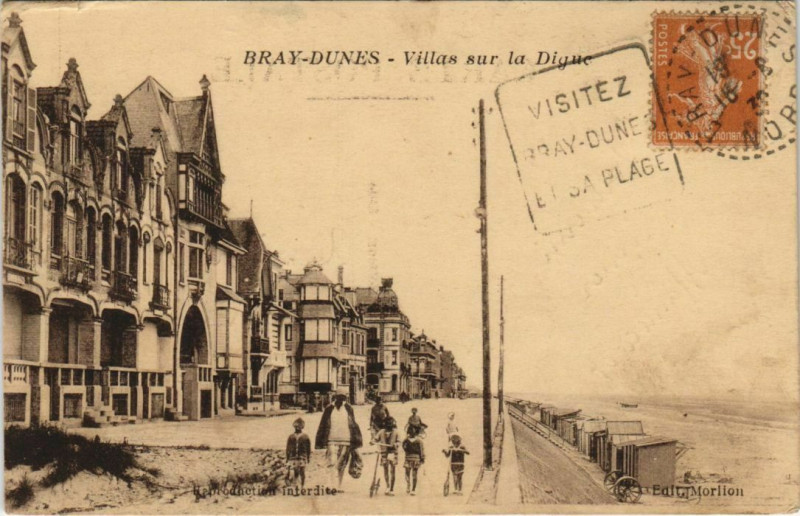Carte postale ancienne Bray-Dunes - Villas sur la Digue à Bray-Dunes