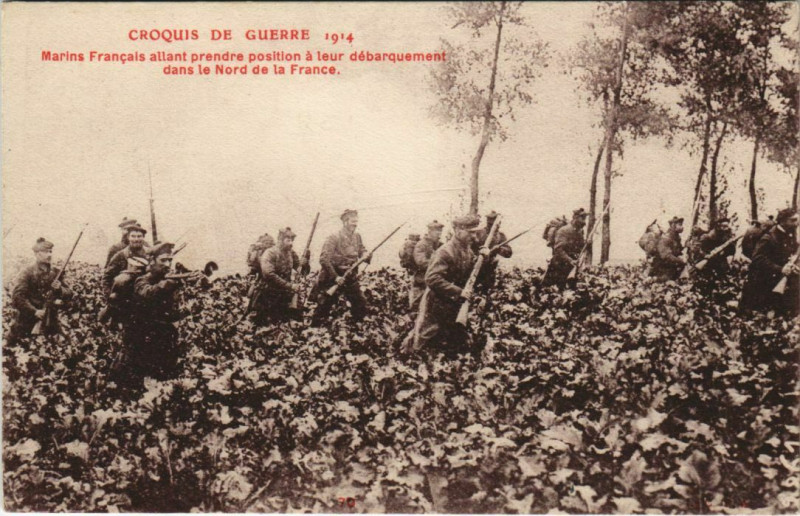Carte postale ancienne Croquis de Guerre à Erre
