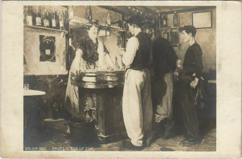 Carte postale ancienne Salon 1905 - Pages - Sur le Zinc