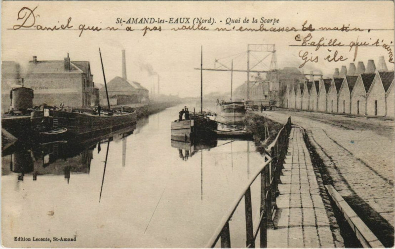 Carte postale ancienne Saint-Emans-les-Eaux - Quai de la Ccrape