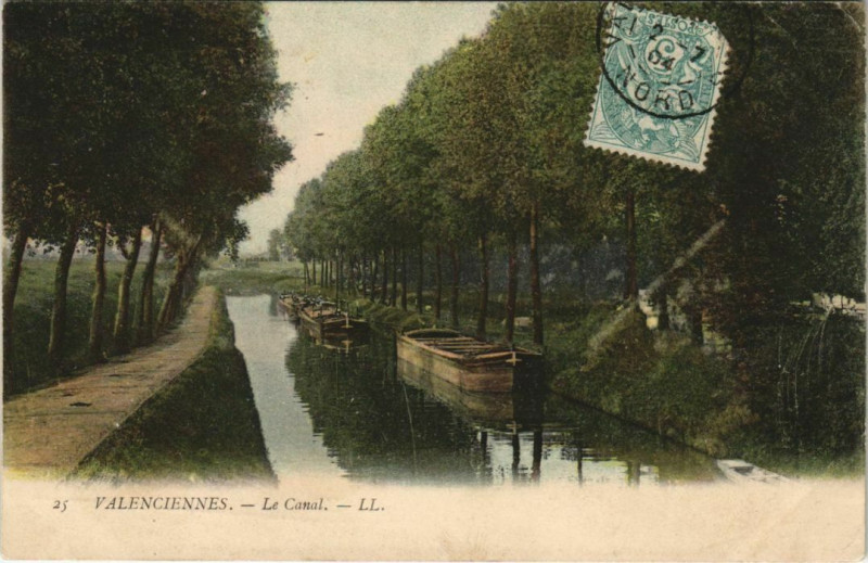Carte postale ancienne Valenciennes - Le Canal à Valenciennes