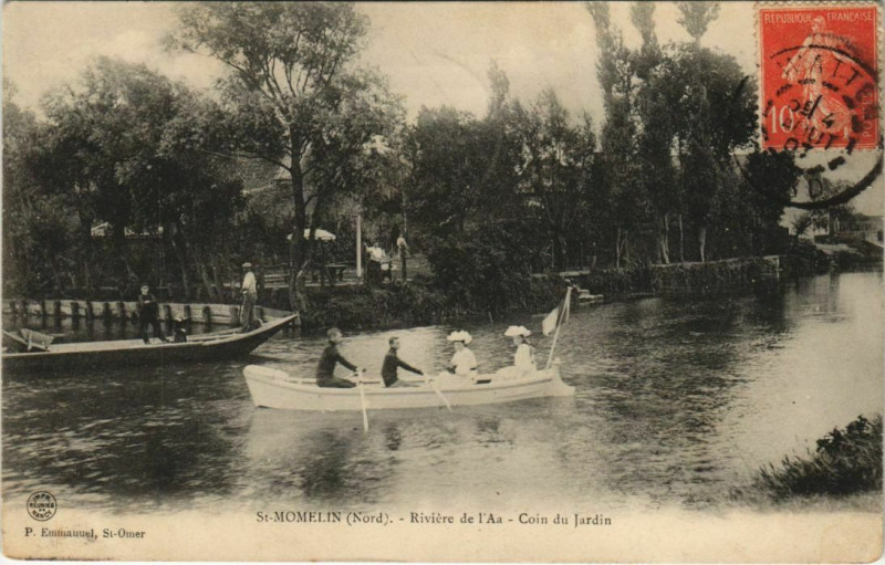 Carte postale ancienne Saint-Momelin - Riviere de l'Aa - Coin du Jardin à Saint-Momelin