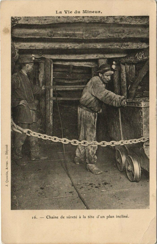 Carte postale ancienne Chaine de surete a la tete d' un plan incline