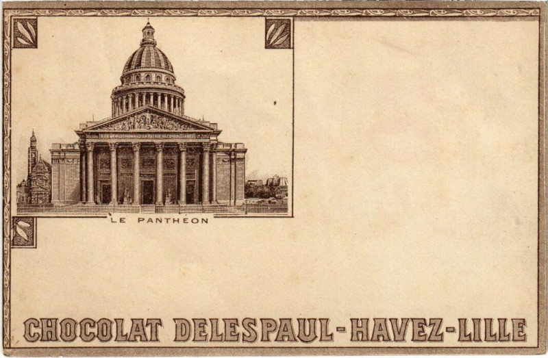 Carte postale ancienne Litho Havez-Lille - Chocolat Delespaul-Havez-Lille Le Pantheon à Lille