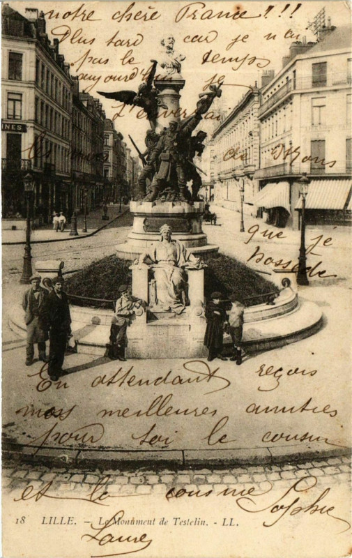 Carte postale ancienne Nord Lille Le Monument de Testelin à Lille