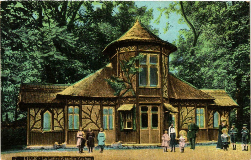 Carte postale ancienne Nord Lille La Laiterie jardin Vauban à Lille