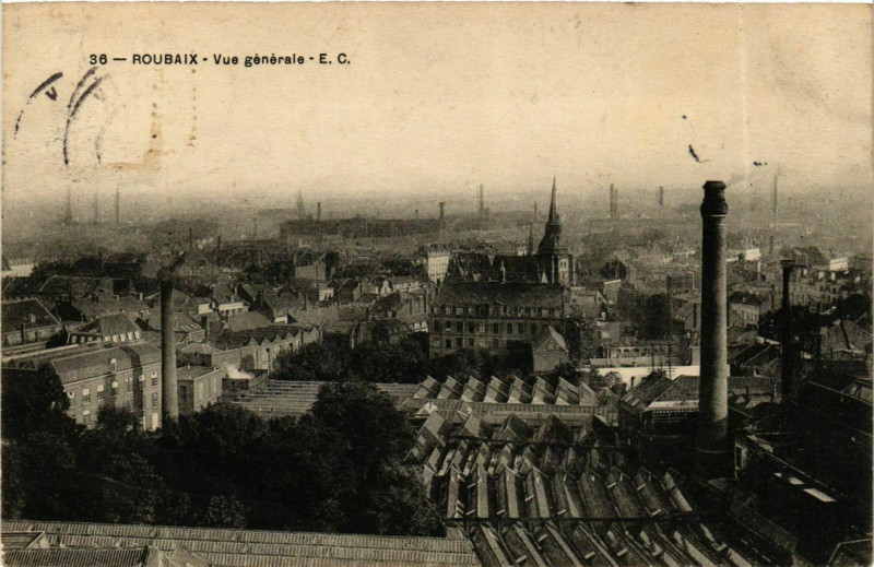 Carte postale ancienne Nord Roubaix Vue générale à Roubaix