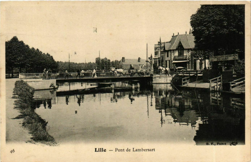 Carte postale ancienne Nord Lille Pont de Lambersart à Lille