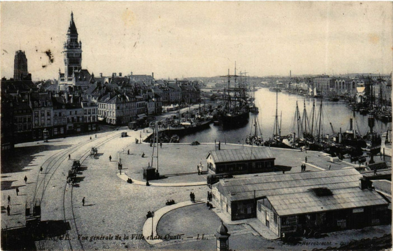 Carte postale ancienne Nord Dunkerque Vue générale Quais à Dunkerque