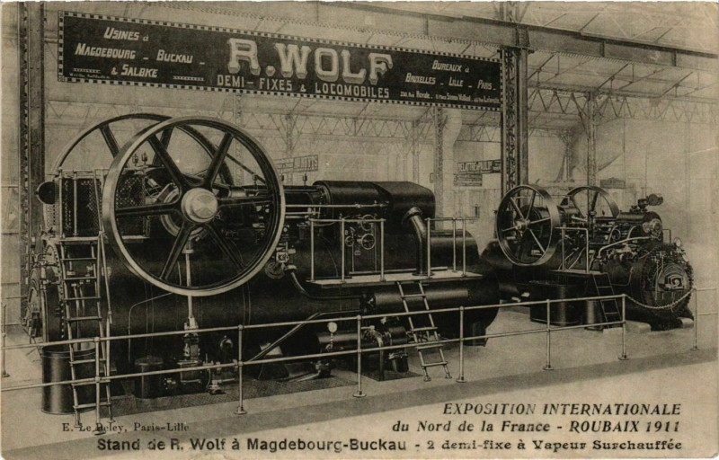 Carte postale ancienne Expo de Roubaix 1911 Stand de R. Wolf à Roubaix