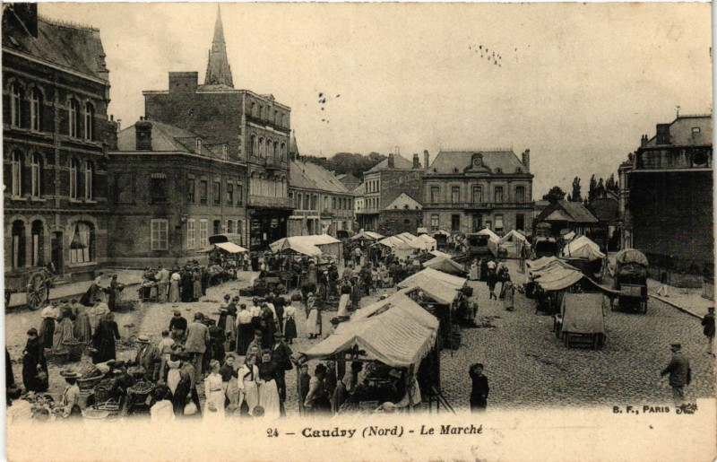 Carte postale ancienne Caudry - Le Marche à Caudry