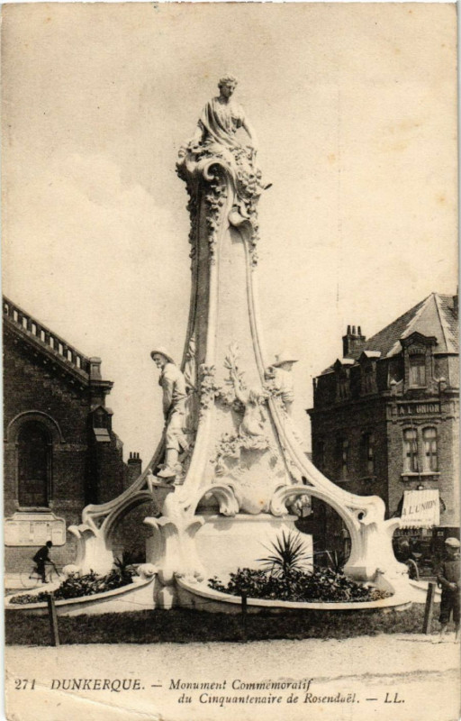 Carte postale ancienne Dunkerque - Monument Commemoratif du Cinquantenaire de Rosendaet à Dunkerque