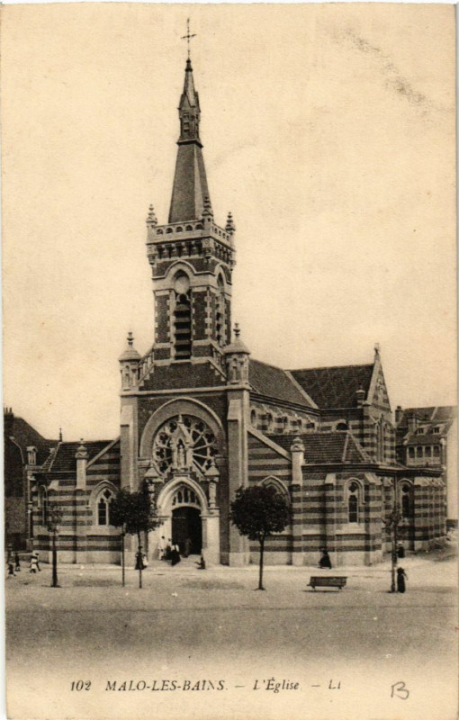 Carte postale ancienne Malo-les-Bains - L'Eglise
