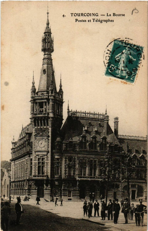 Carte postale ancienne Tourcoing - La Bourse - Postes et Telegraphes à Tourcoing