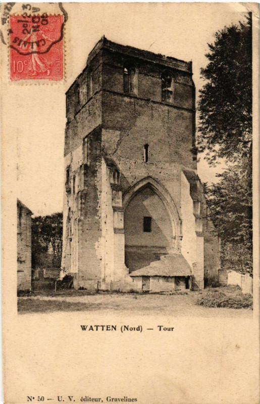 Carte postale ancienne Watten - Tour à Watten