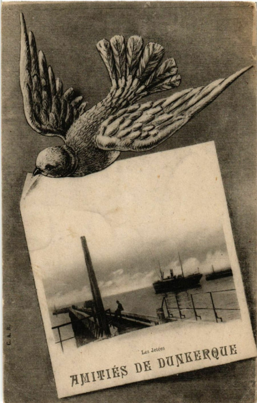 Carte postale ancienne Amitiés de Dunkerque à Dunkerque