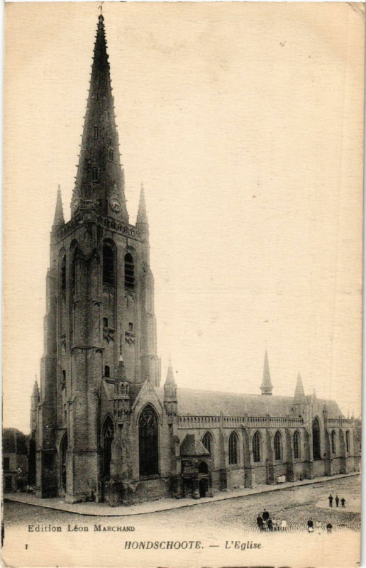 Carte postale ancienne Hondschoote - L'Eglise à Hondschoote