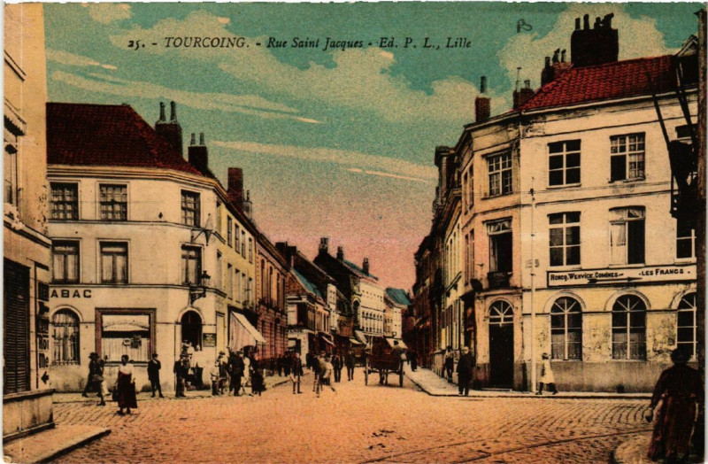 Carte postale ancienne Tourcoing - Rue Saint-Jacques à Tourcoing