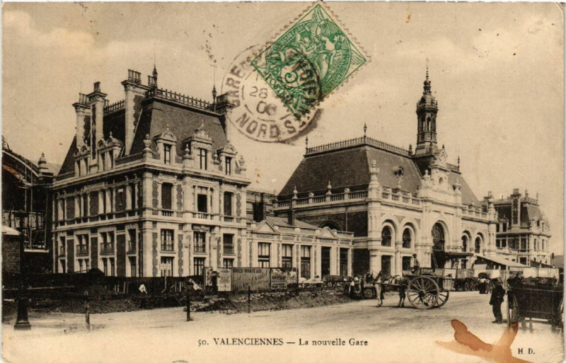 Carte postale ancienne Valenciennes - Le nouvelle Gare à Valenciennes
