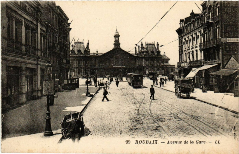 Carte postale ancienne Roubaix - Avenue de la Gare à Roubaix