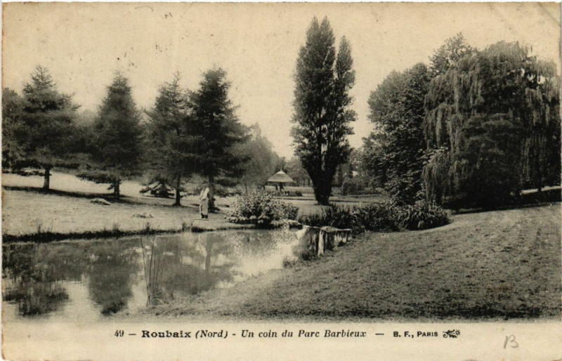 Carte postale ancienne Roubaix - Un coin du Parc Barbieux à Roubaix