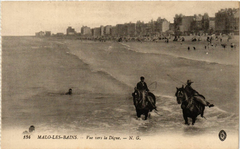 Carte postale ancienne Malo-les-Bains - Vue vers la Digue