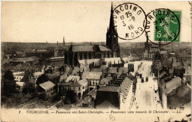 Carte postale ancienne Tourcoing - Panorama vers Saint-Christophe - Panoramic view à Tourcoing
