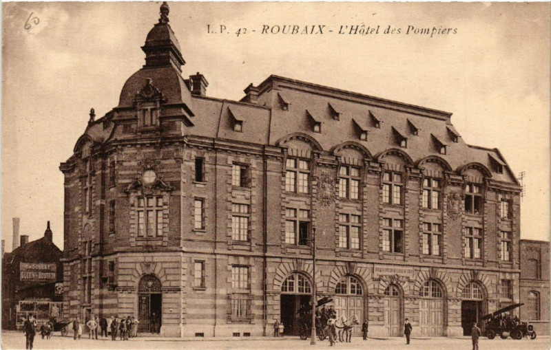 Carte postale ancienne Roubaix - L'Hotel des Pompiers à Roubaix