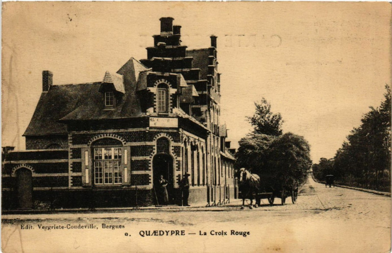 Carte postale ancienne Quvedypre - La Croix Rouge à Croix