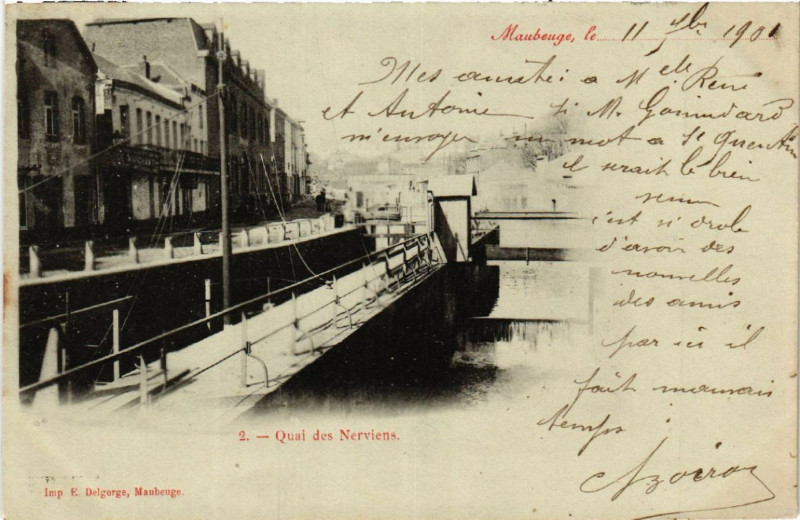Carte postale ancienne Maubeuge le Quai des Nerviens à Maubeuge
