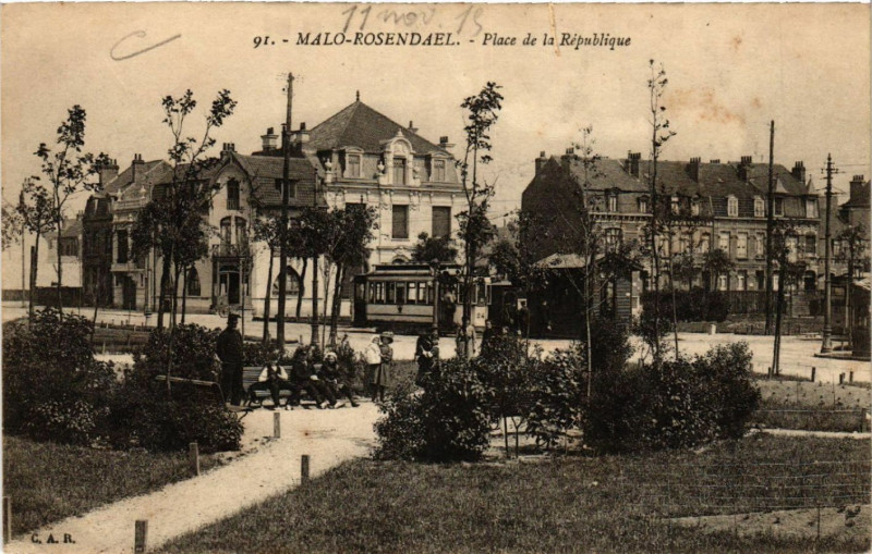 Carte postale ancienne Malo-Rosendael - Place de la Republique