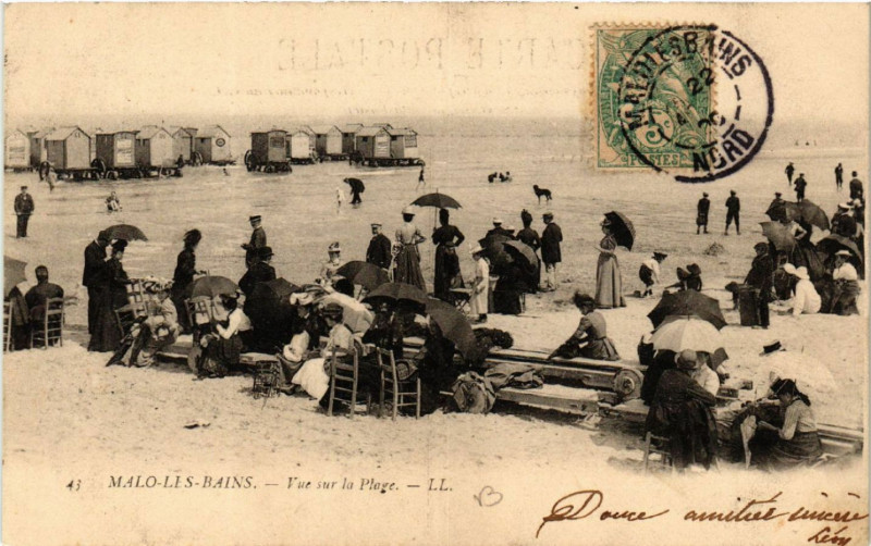 Carte postale ancienne Malo-les-Bains - Vue sur la Plage