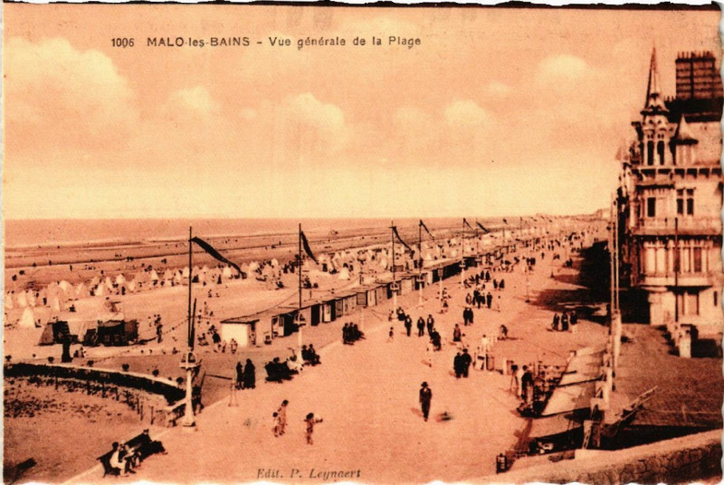 Carte postale ancienne Malo-les-Bains - Vue générale de la Plage