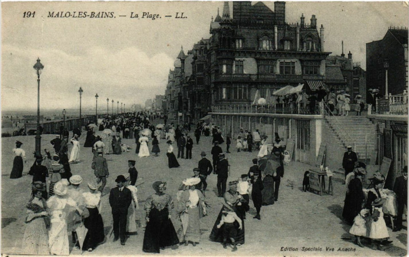 Carte postale ancienne Malo-les-Bains - La Plage