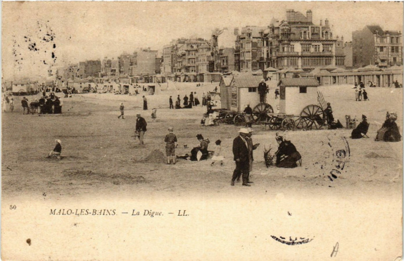 Carte postale ancienne Malo-les-Bains - La Digue