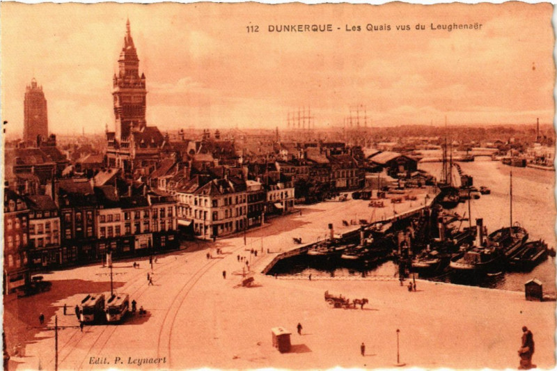 Carte postale ancienne Dunkerque - Les Quais vus du Loughenaer à Dunkerque