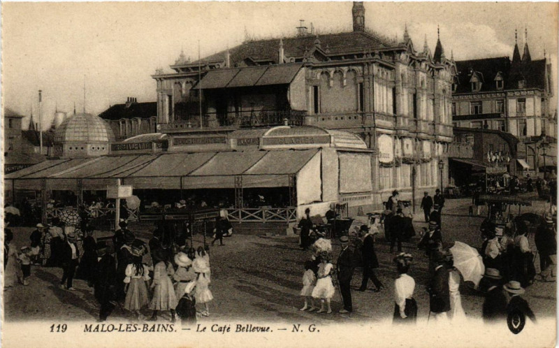 Carte postale ancienne Malo-les-Bains - Le Café BELLEvue