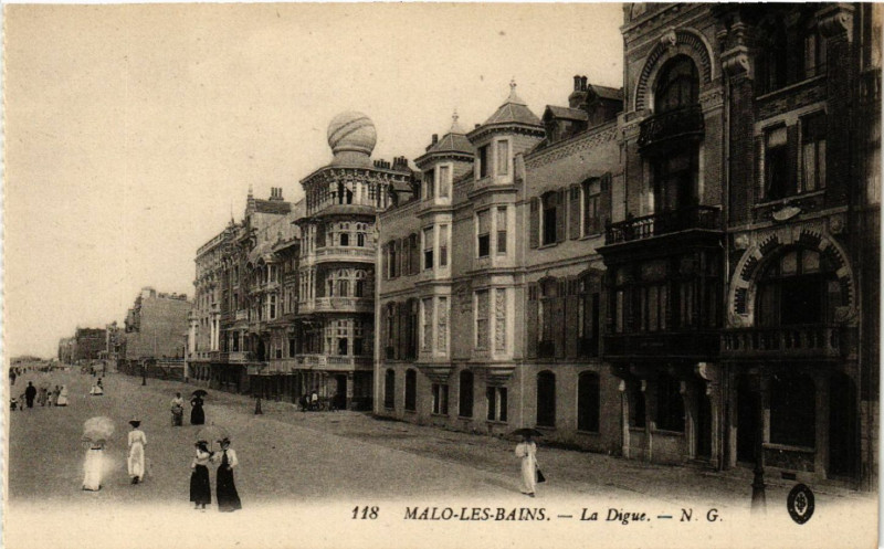 Carte postale ancienne Malo-les-Bains - La Digue