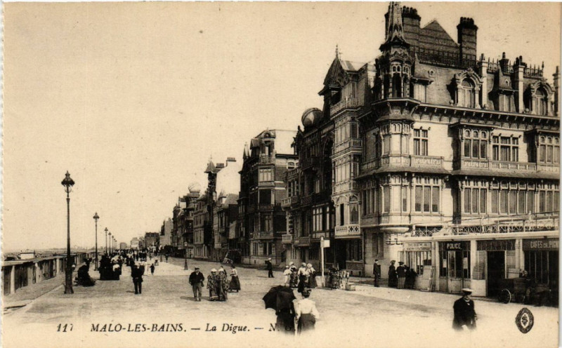 Carte postale ancienne Malo-les-Bains - La Digue