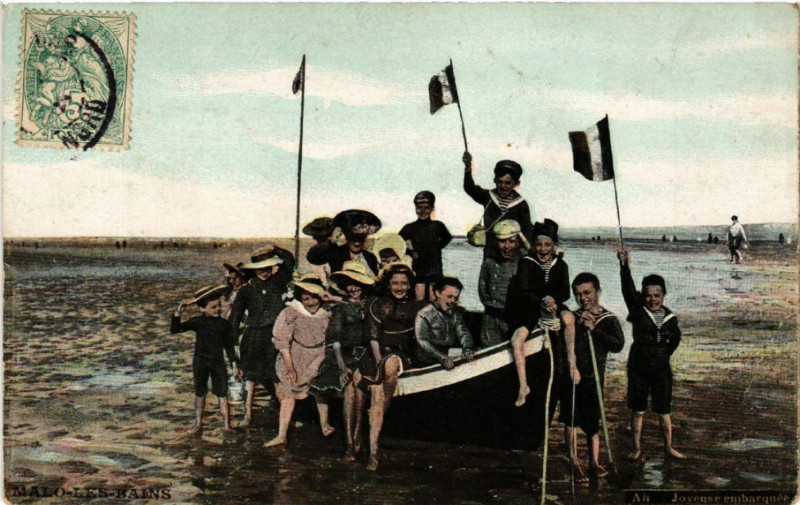 Carte postale ancienne Malo-les-Bains - Ah Joyense embarquée