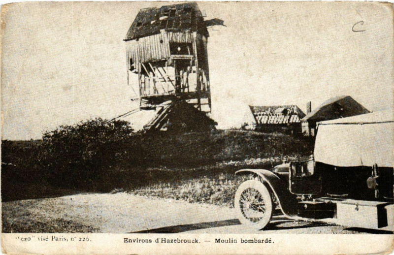Carte postale ancienne Env. d'Hazebrouck - Moulin bombarde à Hazebrouck
