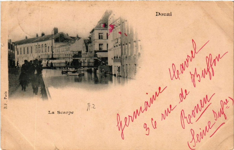 Carte postale ancienne Douai - La Scarpe à Douai