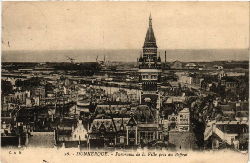 Carte postale ancienne Dunkerque - Panorama de la Ville pris du Beffroi à Dunkerque