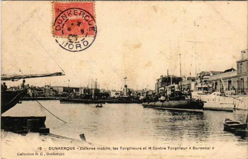 Carte postale ancienne Dunkerque - Defense mobile les Torpilleurs et le Contre à Dunkerque